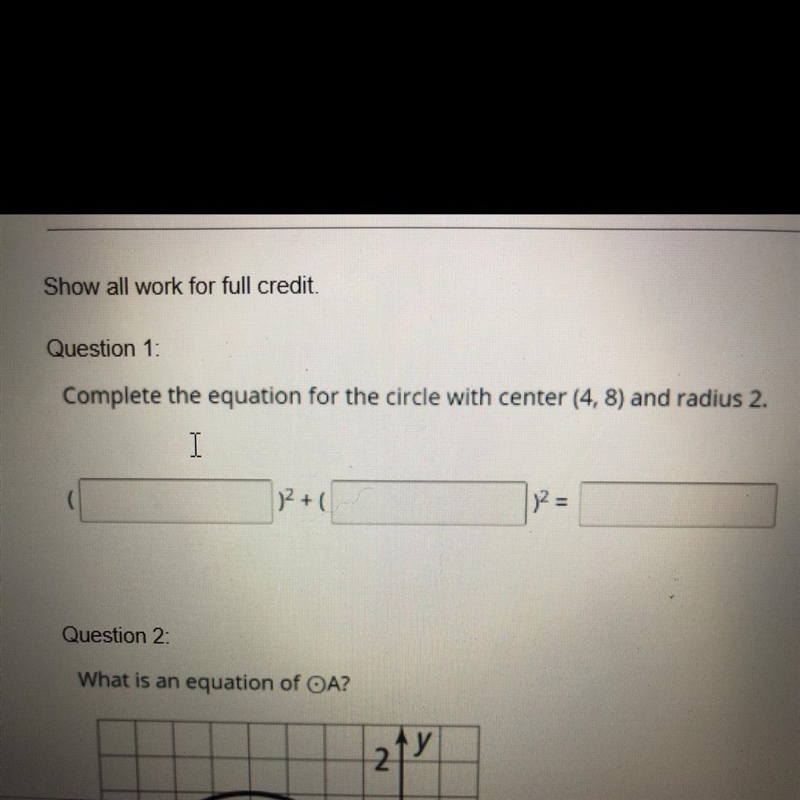 Complete equation for the circle with center (4,8) and radius 2.-example-1