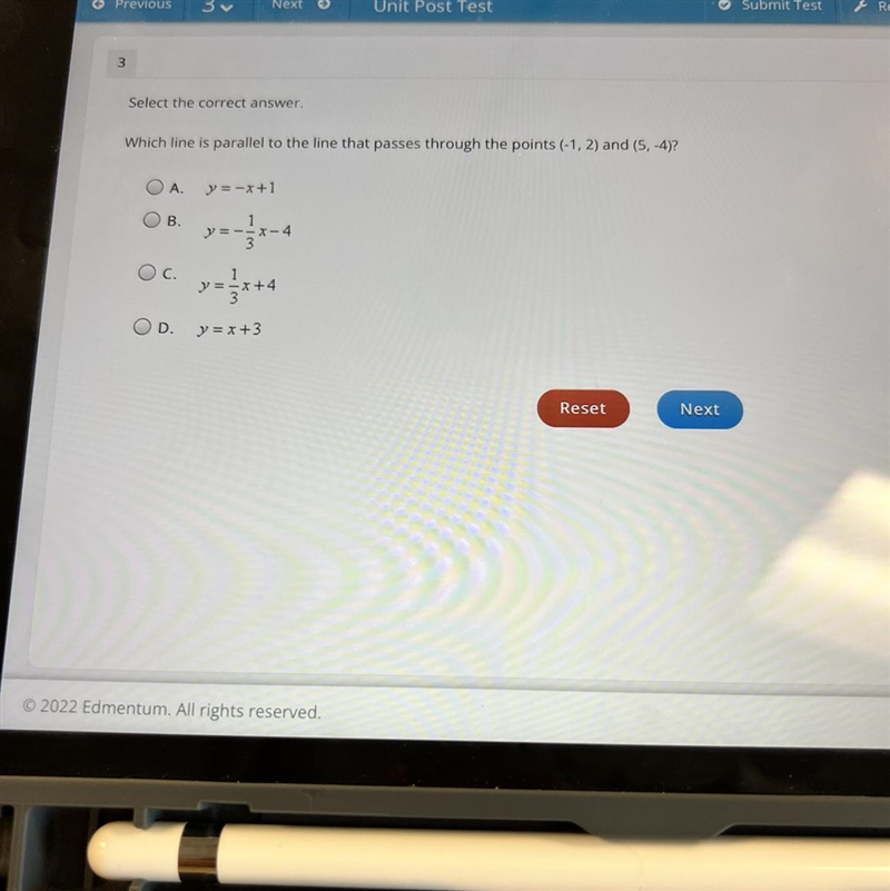 Select the correct answer. If the graphs of the linear equations in a system are parallel-example-1