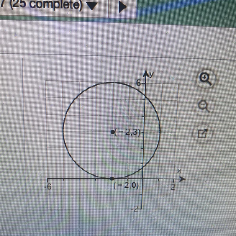 The raidius of the circle is r=___The equation of the circle in standard form____-example-1