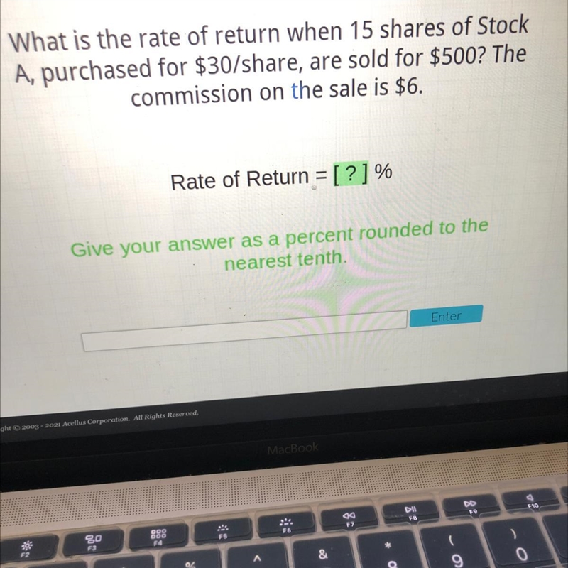 What is the rate of return when 15 shares of StockA, purchased for $30/share, are-example-1