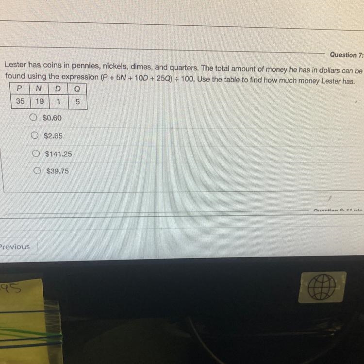 Lester has coins in pennies, nickels, dimes, and quarters. The total amount of money-example-1