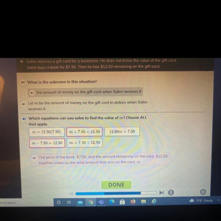 Which equations can you solve to find the value of m choose all that apply-example-1