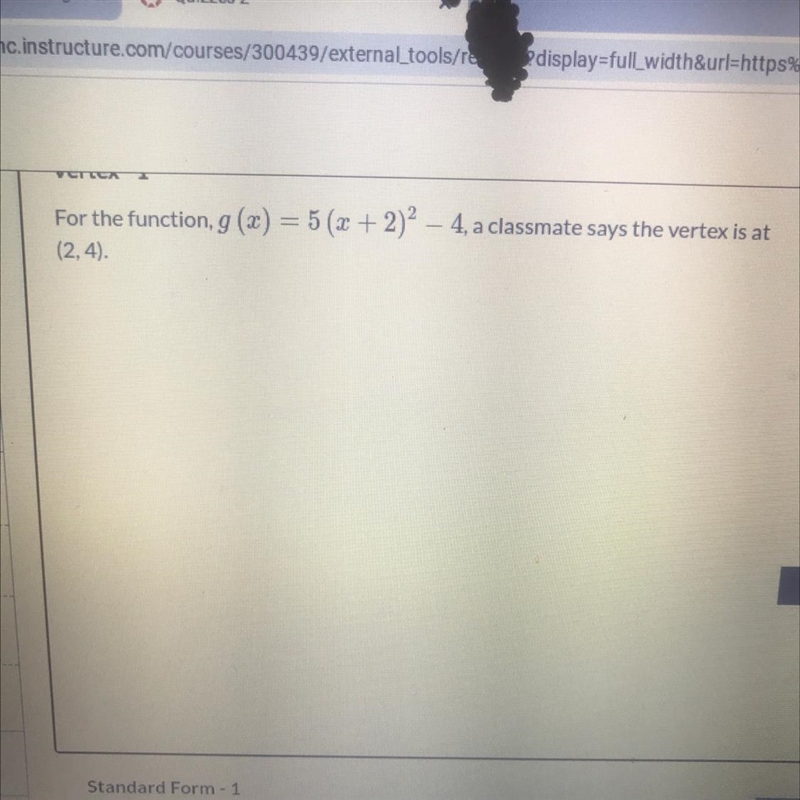 The question is Write the correct coordinates for the vertex of the function g(x)-example-1