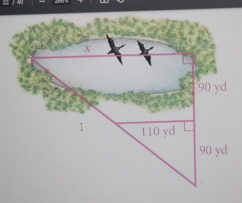 indirect measurement : explain why the triangles are similar then find the distance-example-1