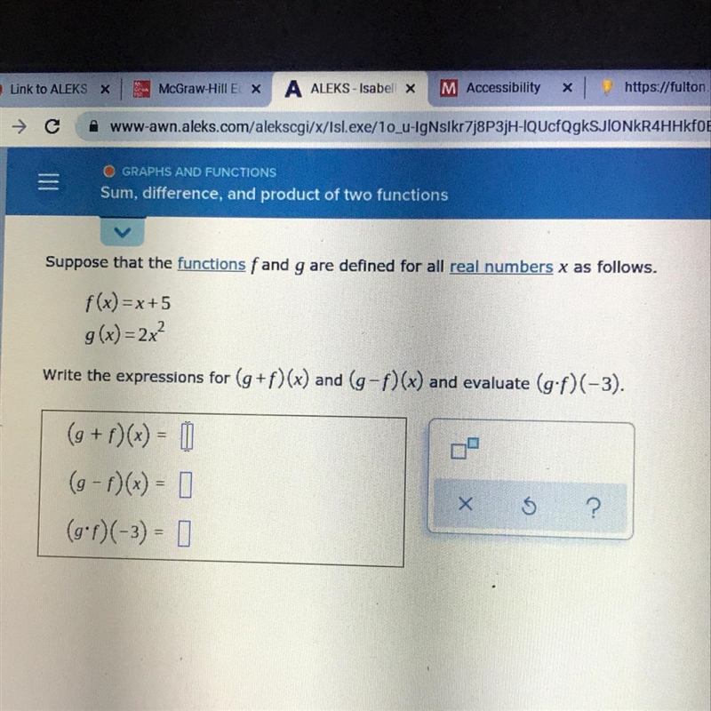 Suppose that the functions fand g are defined for all real numbers x as follows.f-example-1