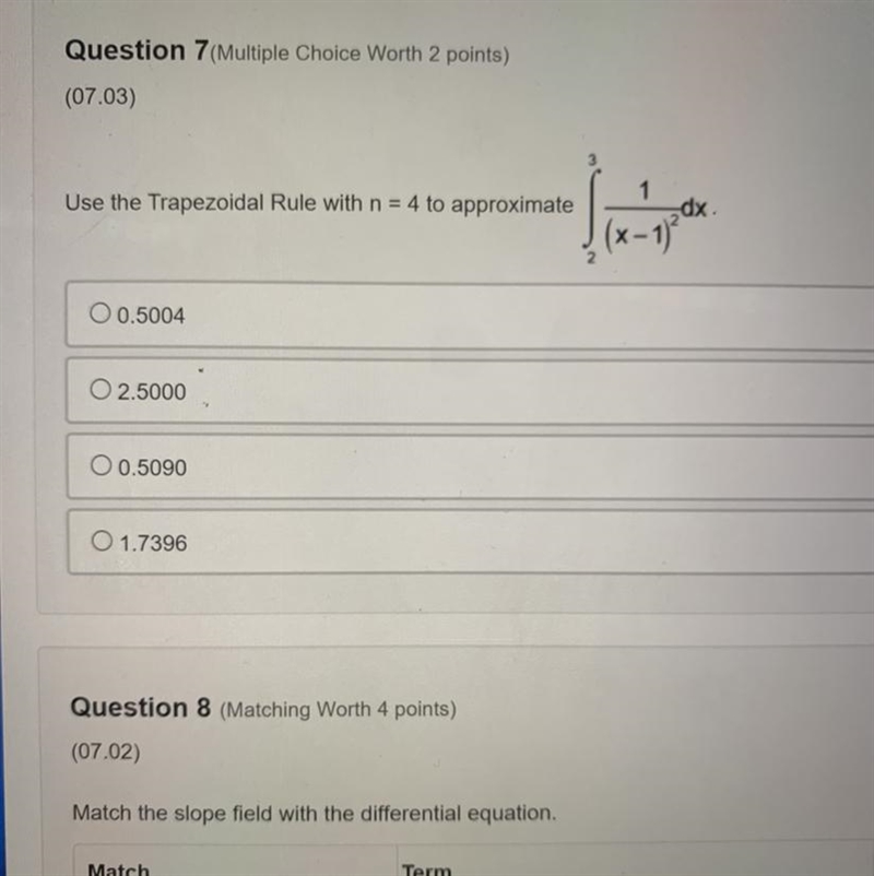 Use the Trapezoid Rule of n = 4 to approximate-example-1