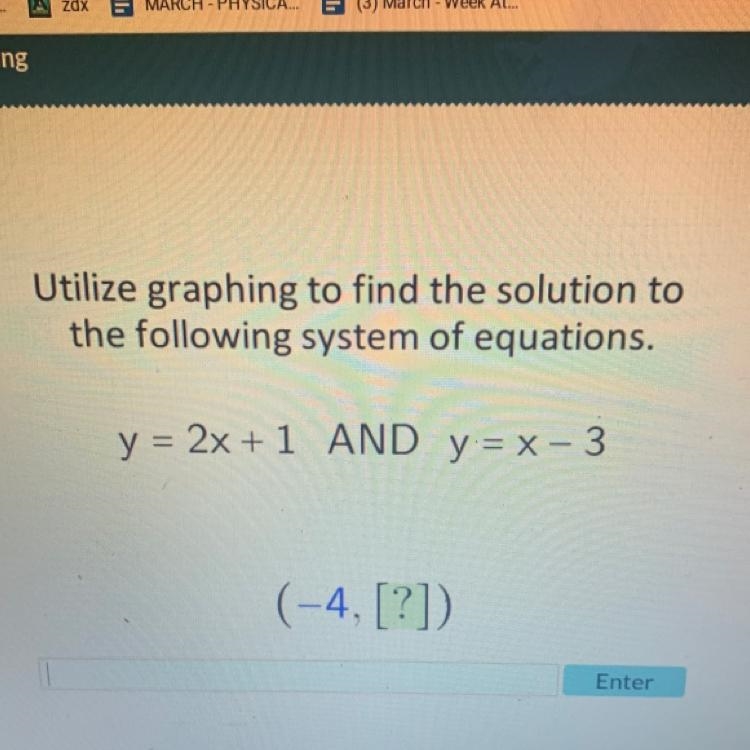 Utilize graphing to find the solution to the following system of equations. y = 2x-example-1