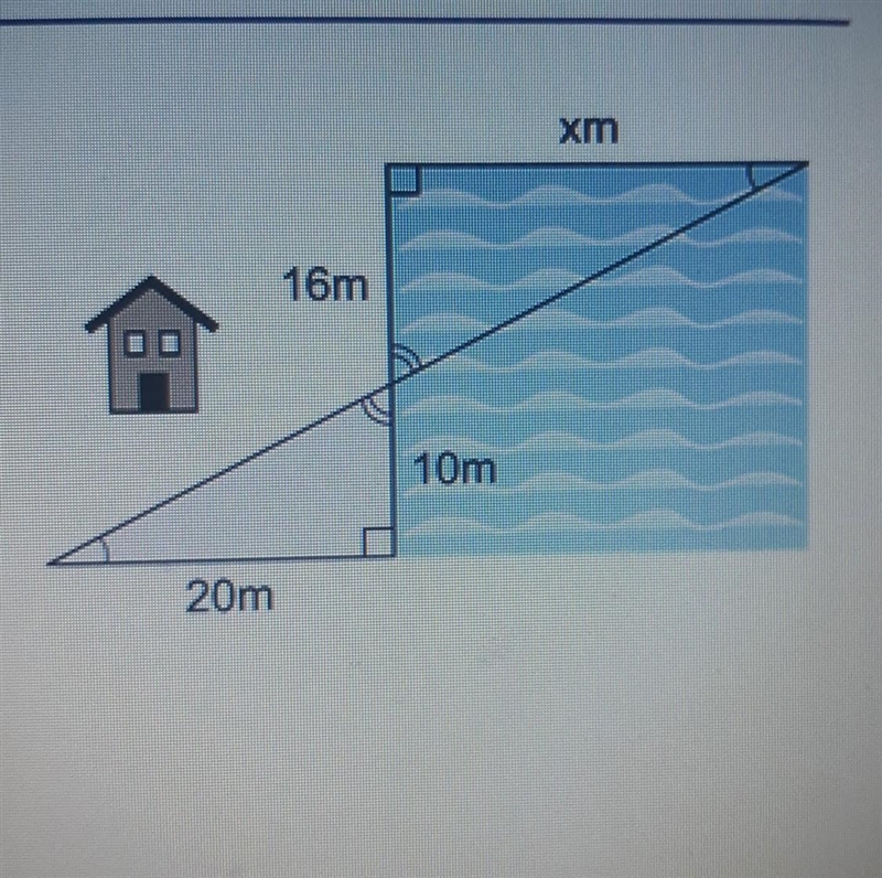 A surveyor needs to Find the distance across a river and draws this sketch. Use the-example-1