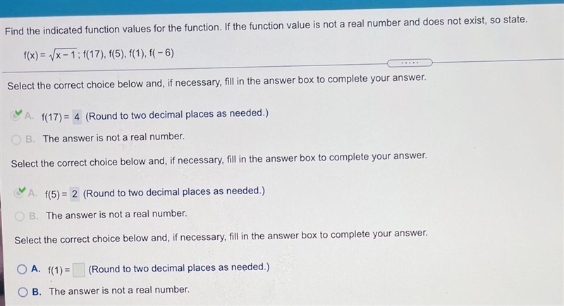 Hello I need help please.The choices for f(-6): A. f(-6) ; B. The answer is not a-example-1