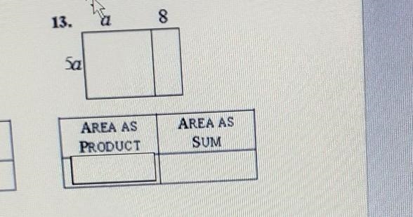 Write the area of the rectangle as the product of length x width and also as a sum-example-1