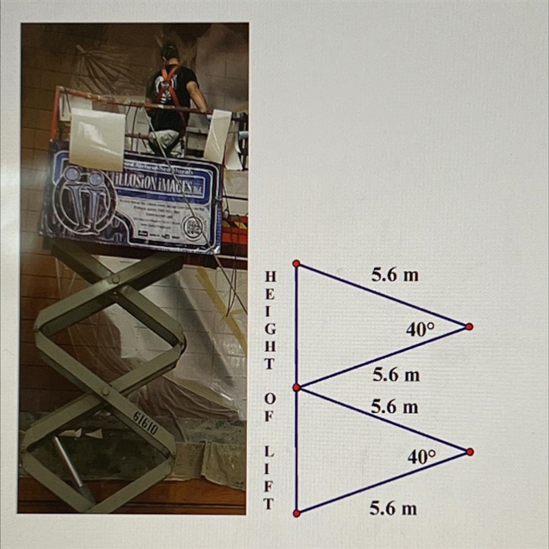 Determine the height of the lift, in metres, above the gym floor. show all your work-example-1