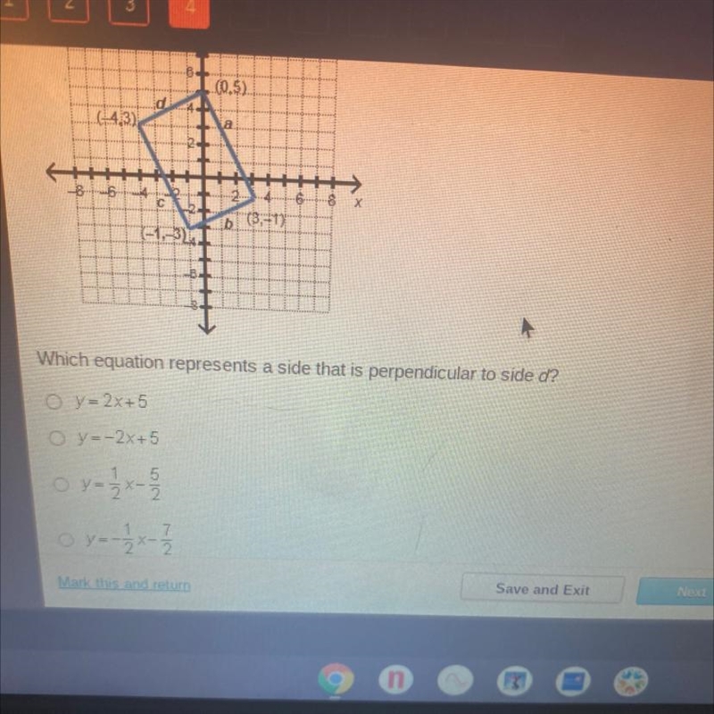 A rectangle is graphed on the coordinate grid.Which equation represents a side that-example-1