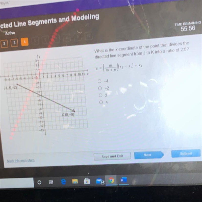 What is the x-coordinate of the point that divides thedirected line segment from J-example-1