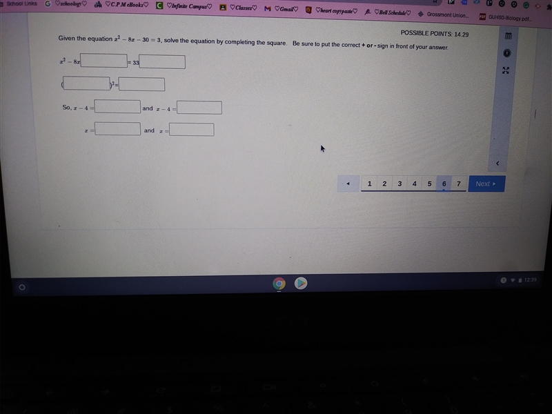 given the equation x²-8x-30=3, solve the equation by completing the square. be sure-example-1