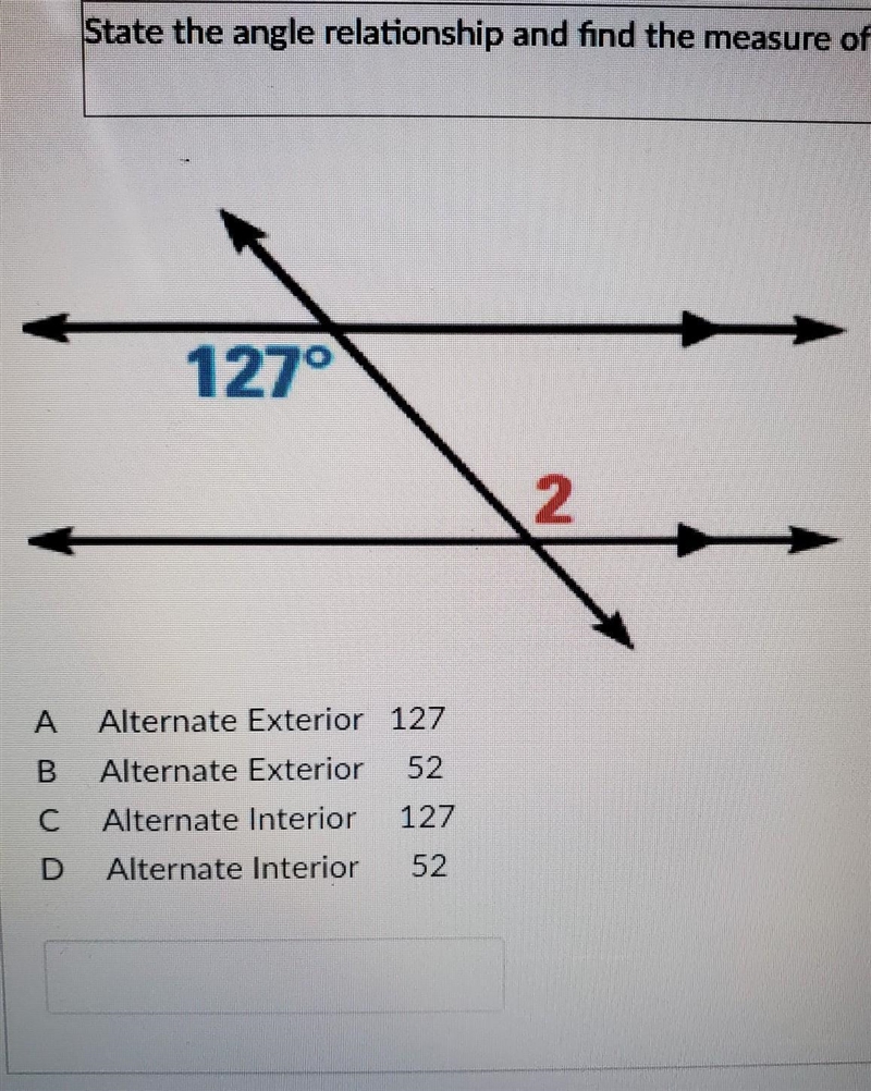 State the angle relationship and find the measure of angle 2-example-1