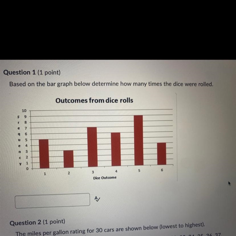 Based on the graph below determine how many times the dice were rolled-example-1