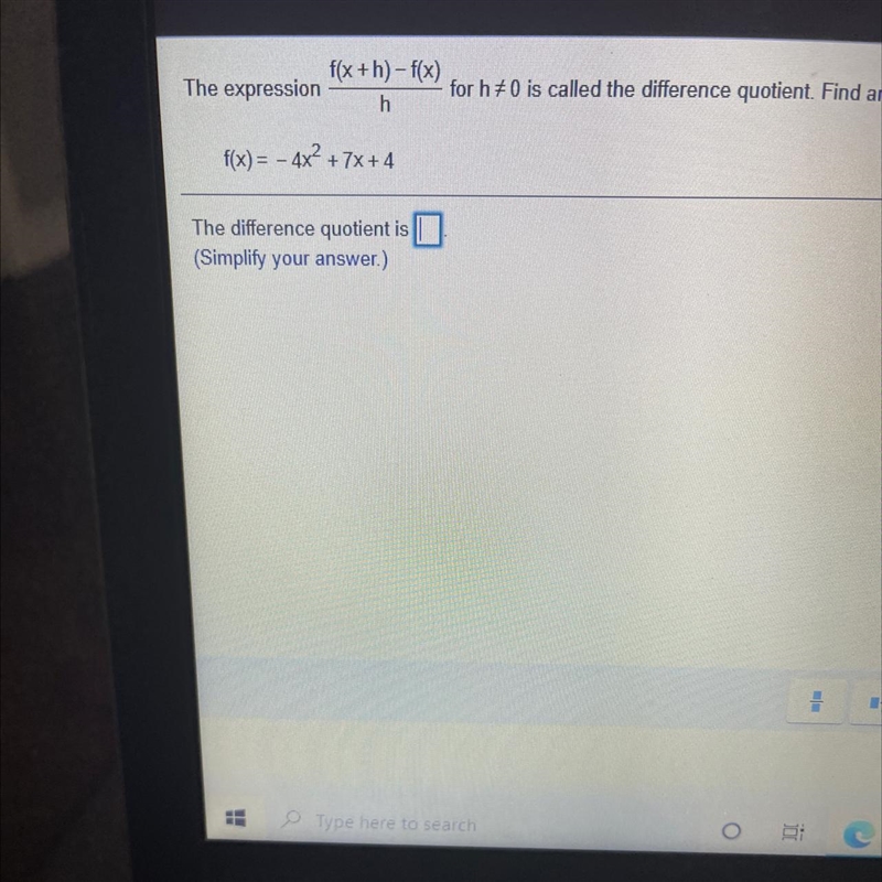 Find and simplify the difference quotient for the following function-example-1