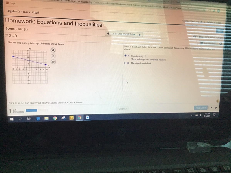 Find the slope and y intercept of the line shown below question number 4-example-1