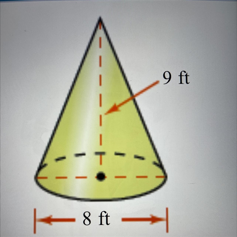 What is the lateral area of the cone?LA= __ ft squared round the final answer to a-example-1