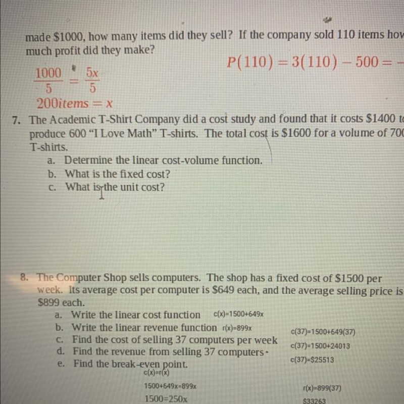 The Academic T-Shirt Company did a cost study and found that it costs $1400 to produce-example-1