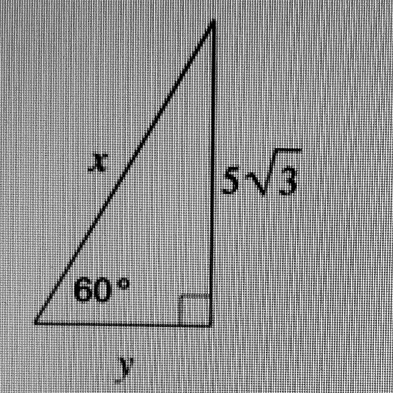 Use special right triangles to solve for the values of x. Round answer to the nearest-example-1