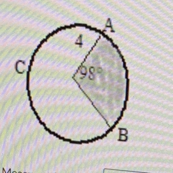 -what is the measure of arc AB-what is the length of arc AB-what is the area of the-example-1