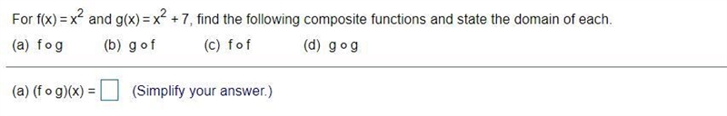 Find the following composite functions and state the domain of each.-example-1