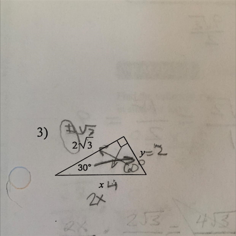 Special right triangles Find the missing side lengths. Leave your answers as radicals-example-1