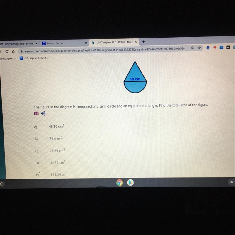 The figure in the diagram is composed of a semi-circle and an equilateral triangle-example-1