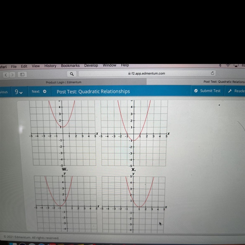 The function RX) = x2 is graphed above. Which of the graphs below represents the function-example-1