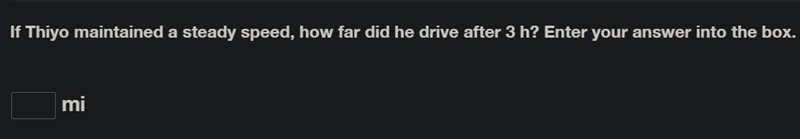 If Thiyo maintained a steady speed, how far did he drive after 3 h? Enter your answer-example-1