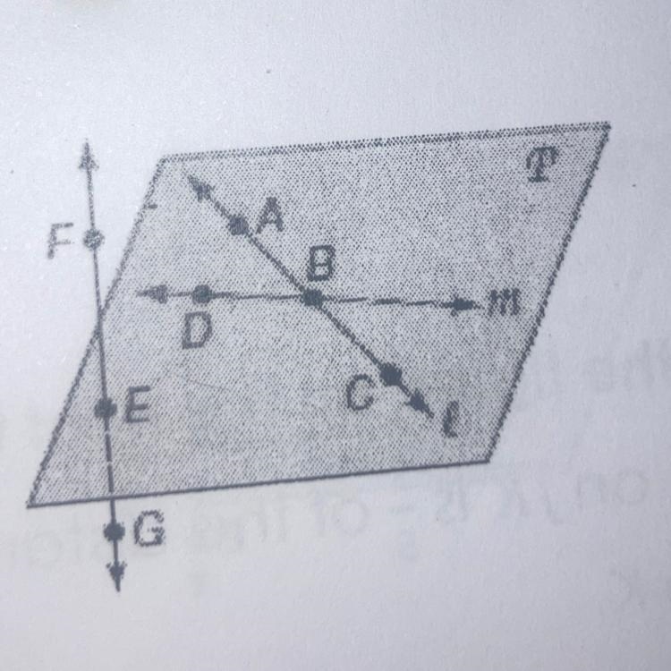 Name three points collinear points on plane P.-example-1