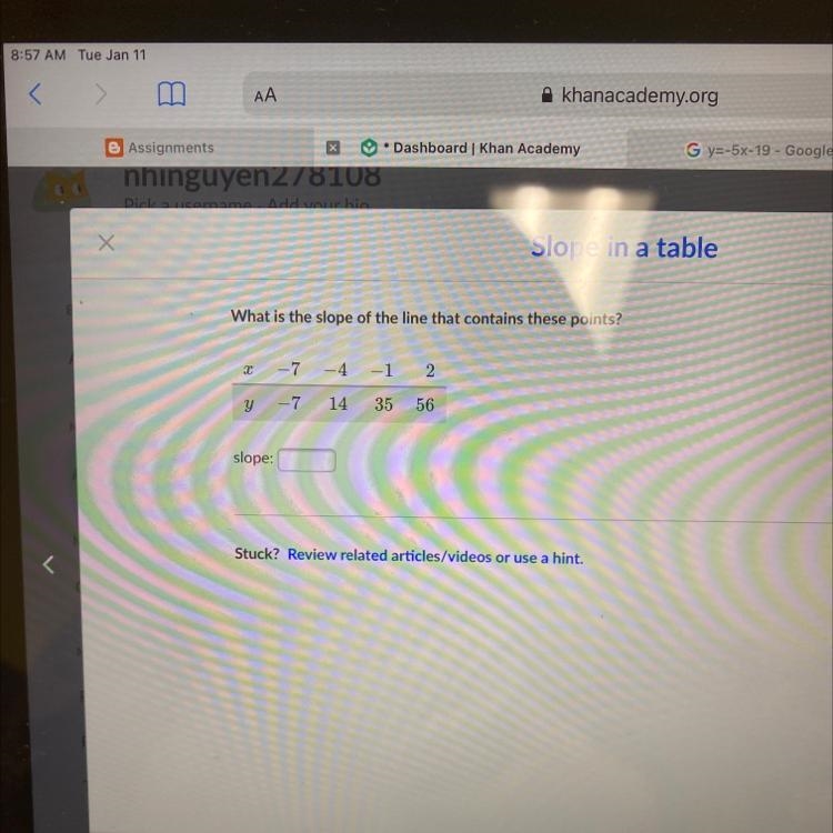 What is the slope of the line that contains these points?-example-1