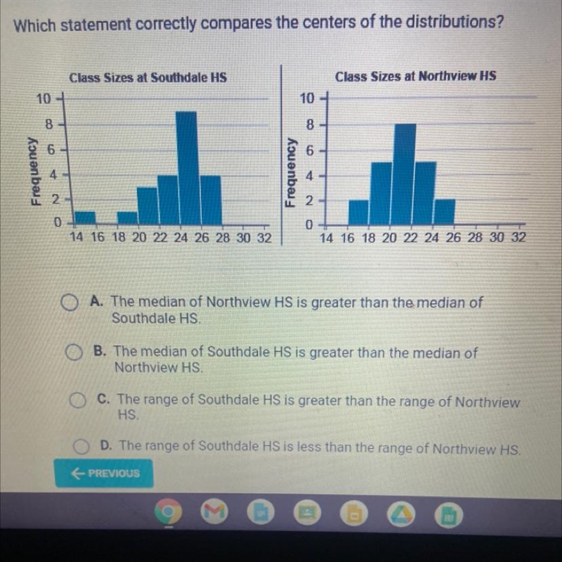 Which statement correctly compares the centers of the distributions ?-example-1