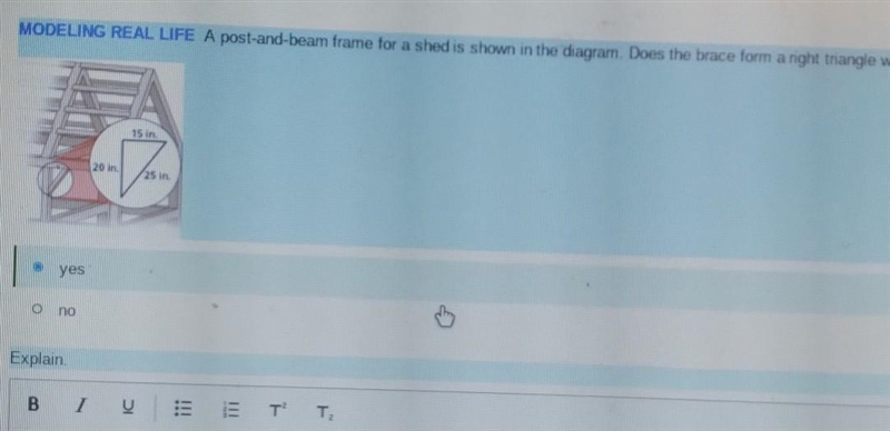 MODELING REAL LIFE A post-and-beam frame for a shed is shown in the diagram. Does-example-1