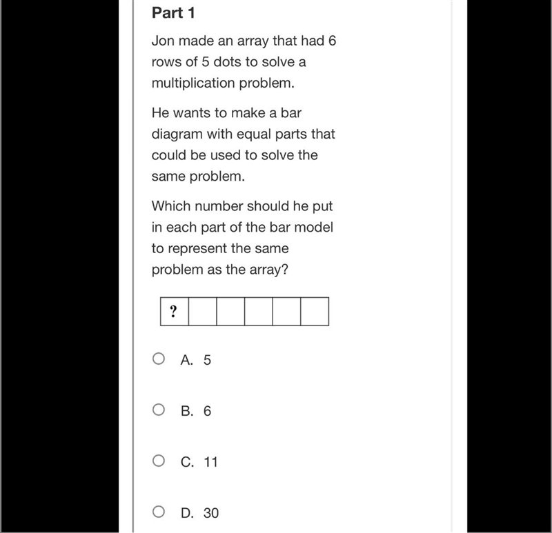 Part 2Jon wants to make a different array using the same number of dots. Which arrays-example-1