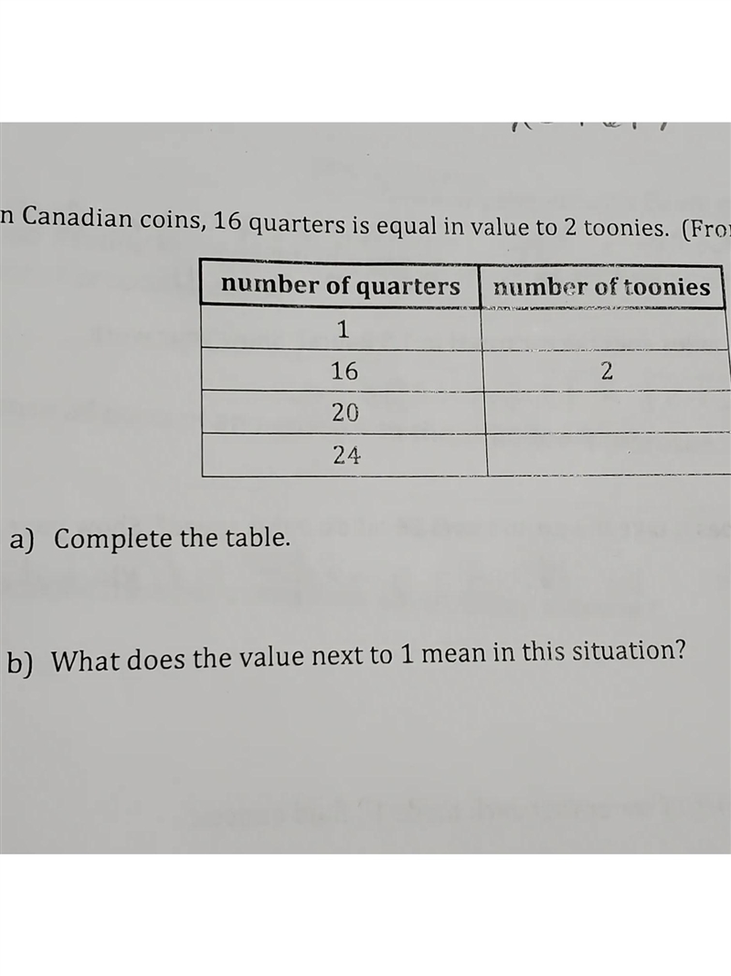 4) In Canadian coins, 16 quarters is equal in value to 2 toonies. (From Unit 2 Lesson-example-1