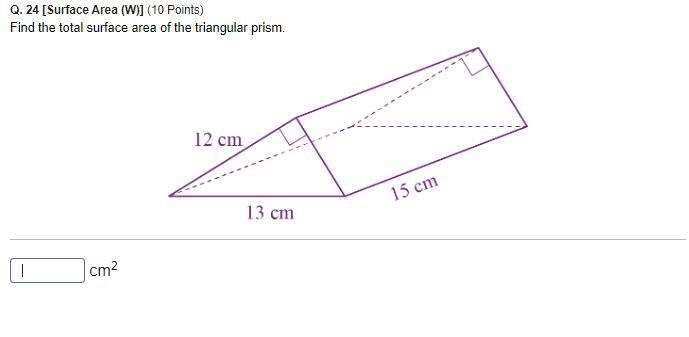 Find the total surface area of the triangular prism.-example-1