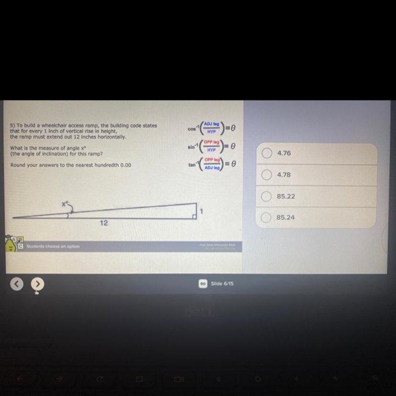 What is the measure of angle x for this ramp?-example-1