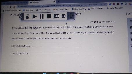 3. The school is selling tickets to a band concert. On the first day of ticket sales-example-1