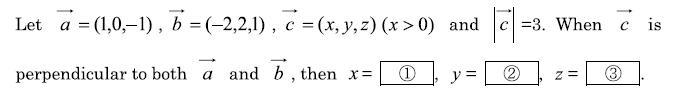 Let vector A (1,0,-1), vector B (-2,2,1), vector C (x,y,z) (x>0) and | c | = 3 When-example-1