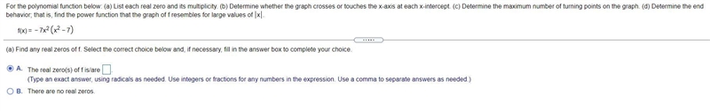 For the polynomial function below: (a) List each real zero and its multiplicity. (b-example-1