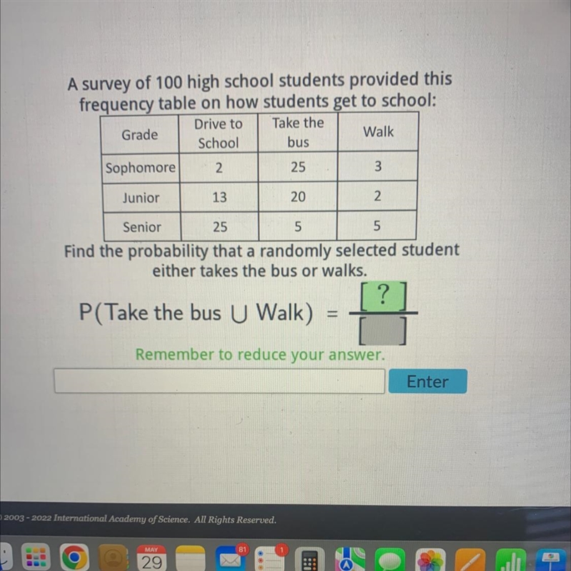 A survey of 100 high school students provided thisfrequency table on how students-example-1