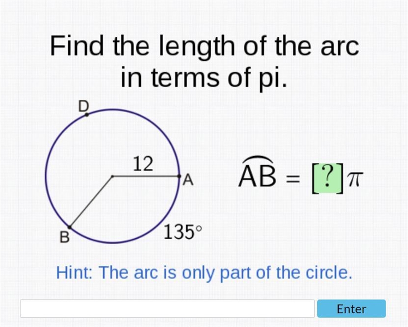 Find the length of the arc in terms of pi-example-1