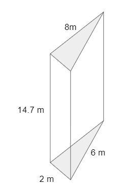 The side lengths of the base of a triangular prism are 2 meters, 6 meters, and 8 meters-example-1