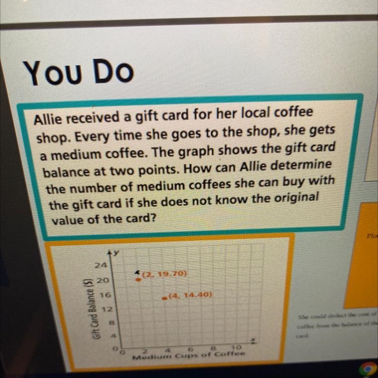 How can Allie determine the number of medium coffees she can buy with the gift card-example-1