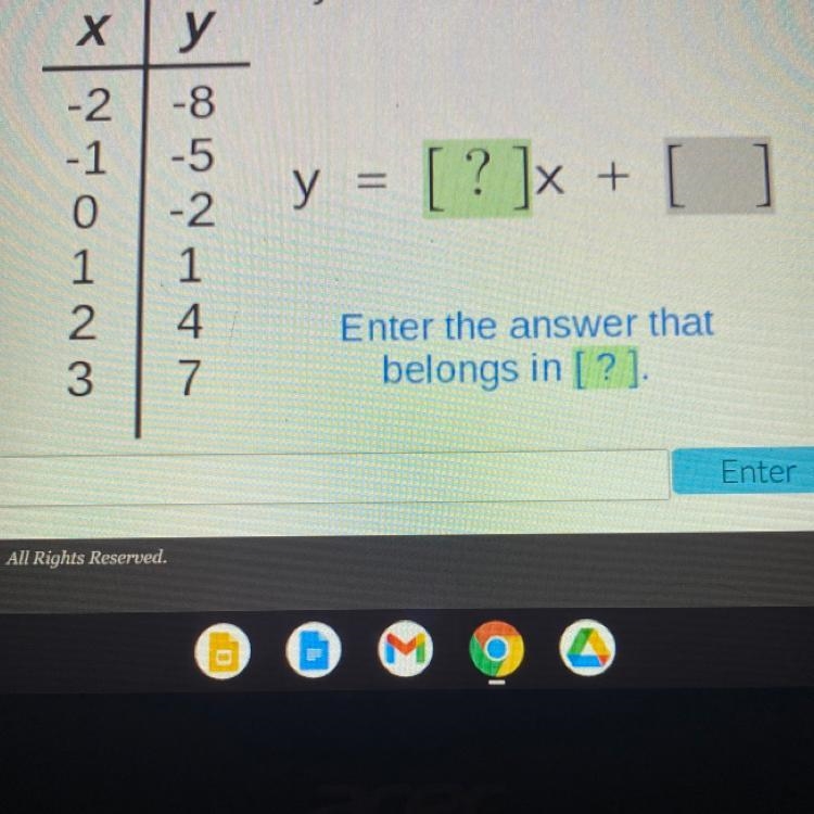 Complete the equation describe how x and y are related-example-1