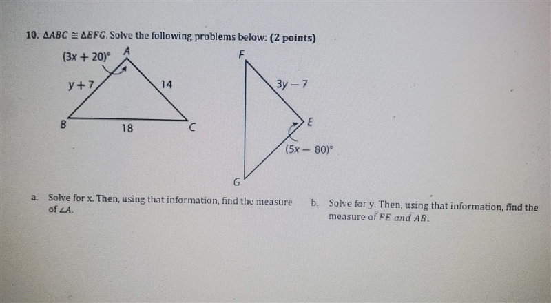 10. AABC = GEFG. Solve the following problems below: (2 points)-example-1