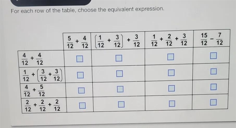 For each row of the table, choose the equivalent expression-example-1