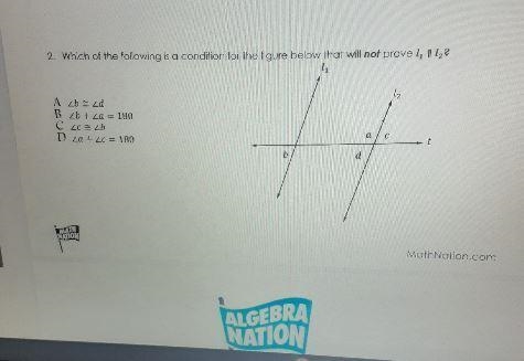 Which of the following is a condition for the figure below that will not prove l1 is-example-1